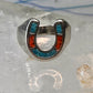 Horseshoe ring size 6 southwest good luck coral turquoise chips sterling silver women