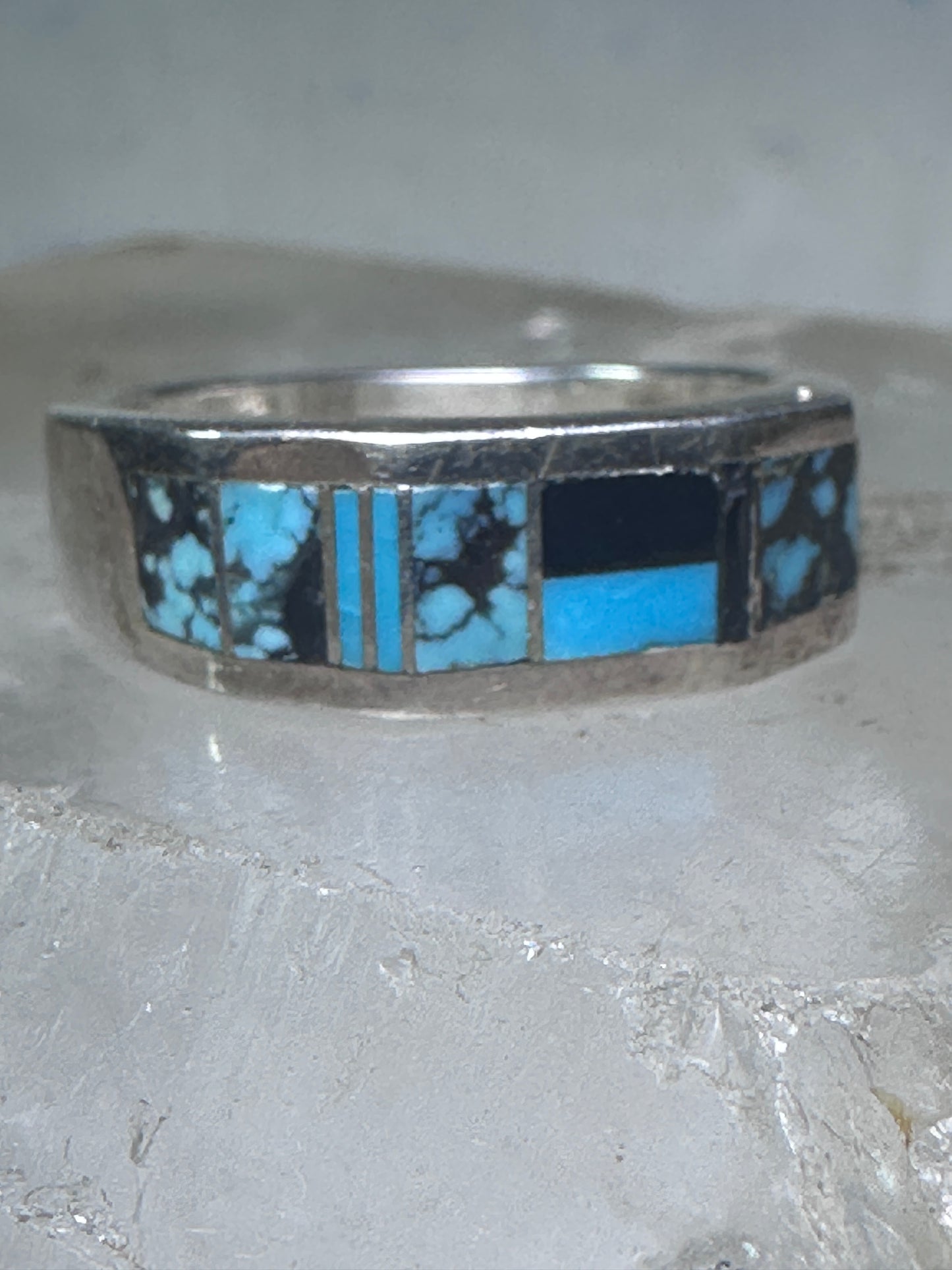 Turquoise ring southwest tribal band size 7.75 sterling silver women