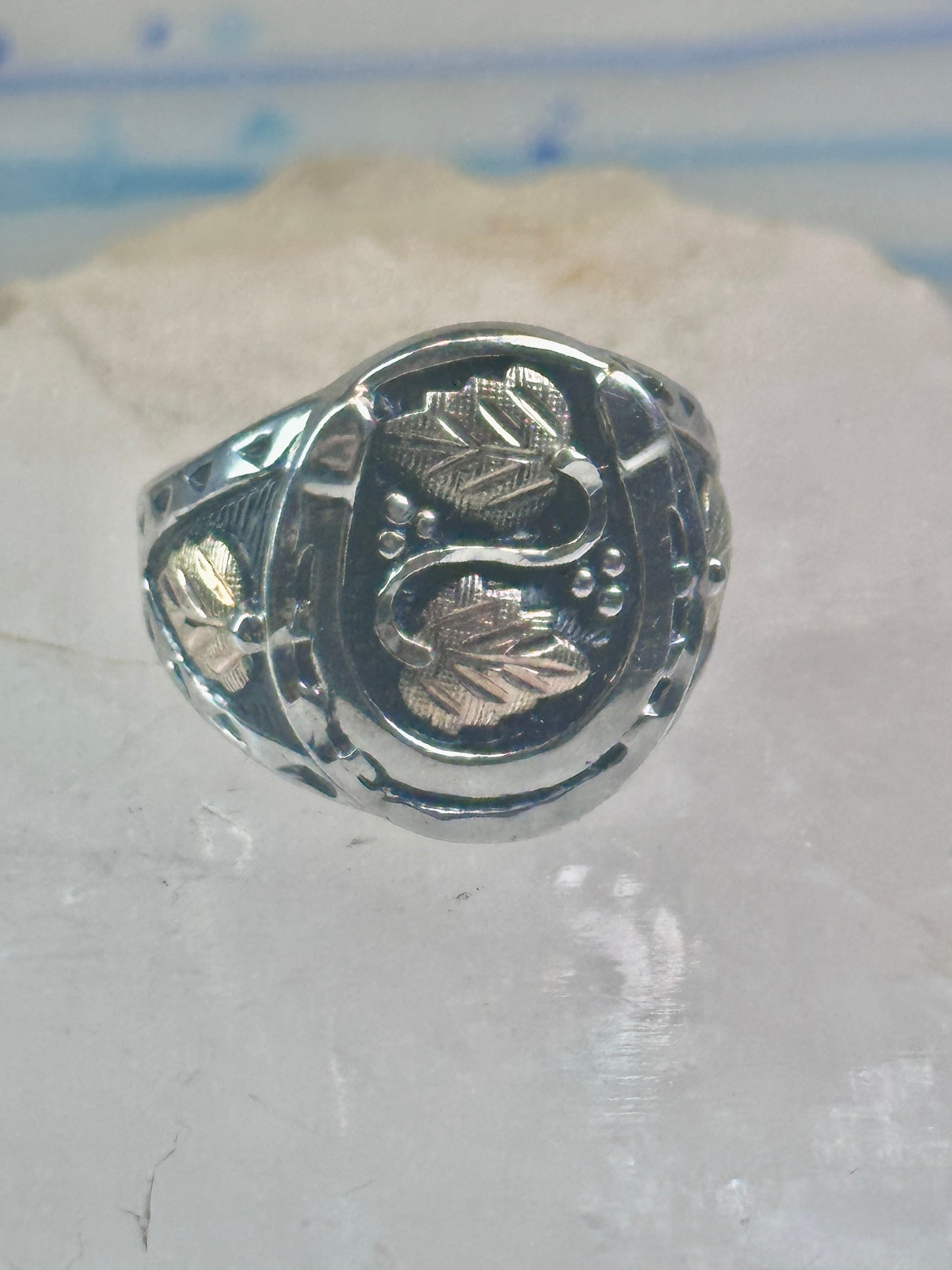 Black Hills Gold ring Horseshoe Good Luck size 10 sterling silver women men