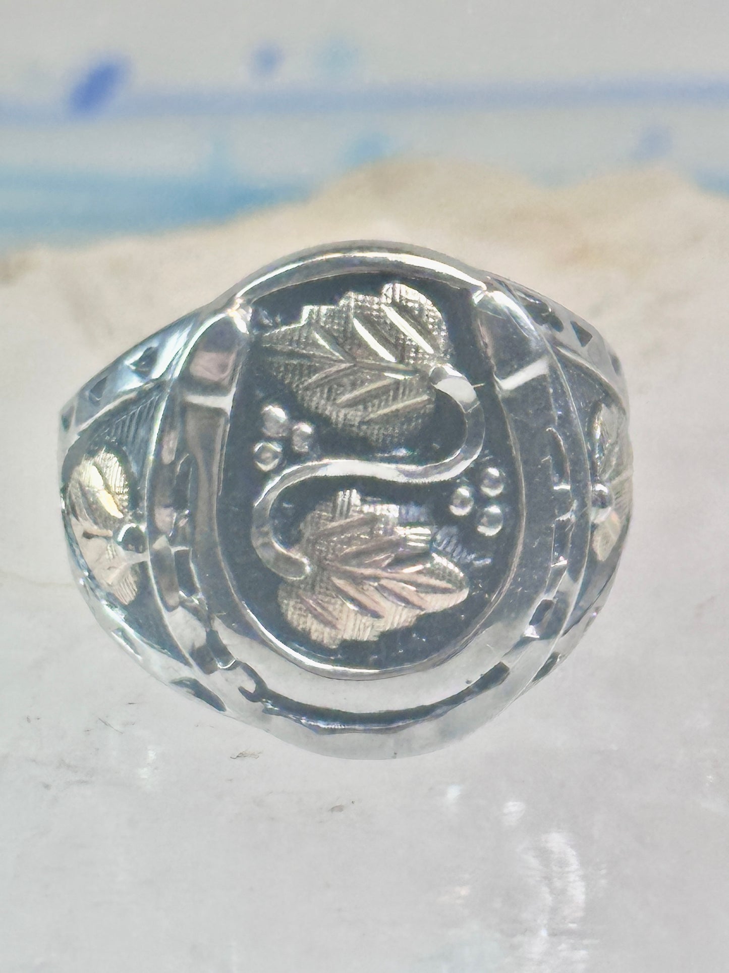 Black Hills Gold ring Horseshoe Good Luck size 10 sterling silver women men