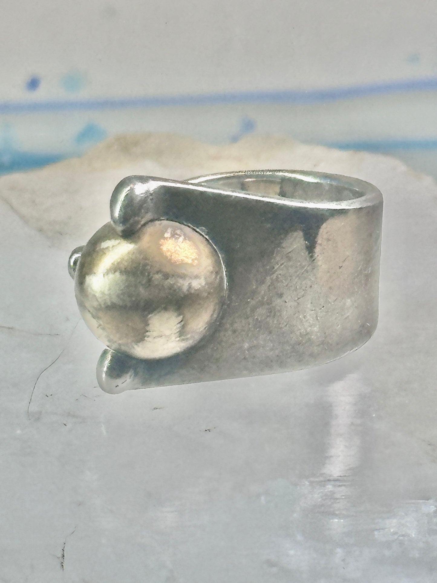 Moving Ball ring geometric kinetic  solid band size 5.50 sterling silver women logo