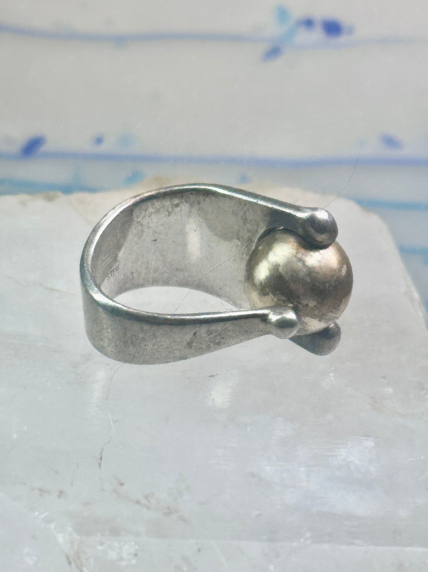 Moving Ball ring geometric kinetic  solid band size 5.50 sterling silver women logo