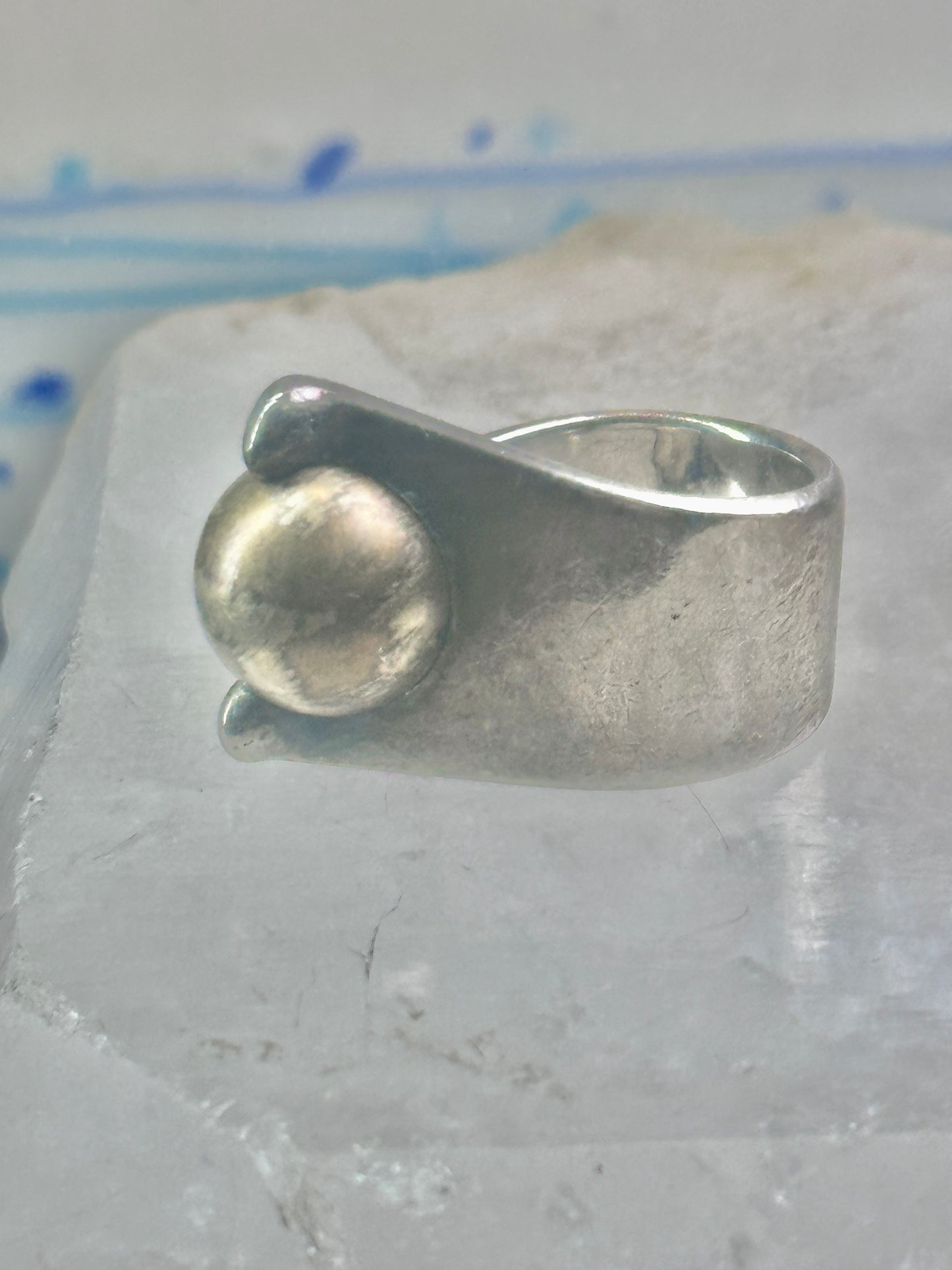 Moving Ball ring geometric kinetic  solid band size 5.50 sterling silver women logo