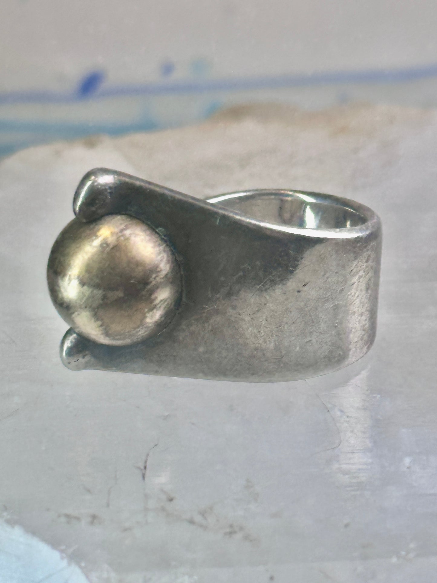 Moving Ball ring geometric kinetic  solid band size 5.50 sterling silver women logo