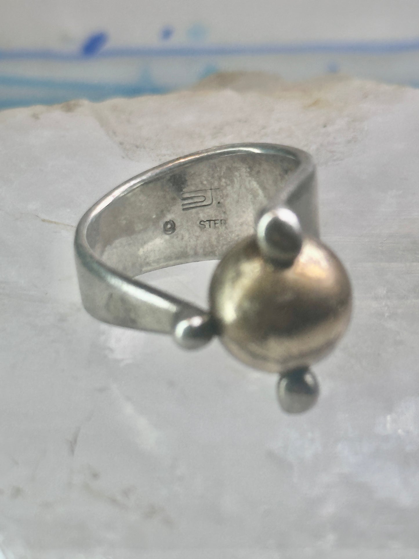 Moving Ball ring geometric kinetic  solid band size 5.50 sterling silver women logo