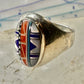 Zuni ring size 8 Turquoise, Coral, Lapis Lazuli, MOP,sterling silver women sign JM