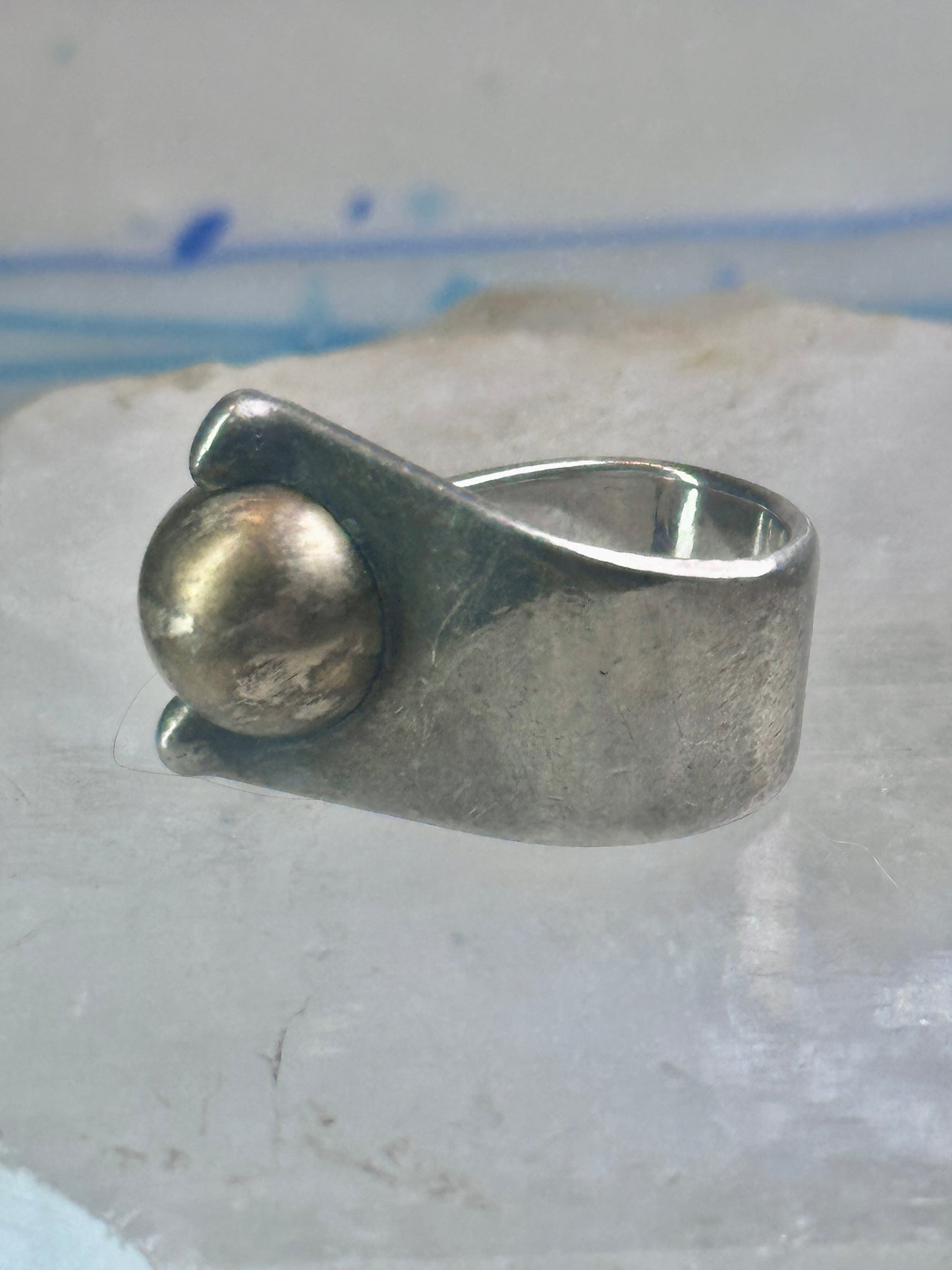 Moving Ball ring geometric kinetic  solid band size 5.50 sterling silver women logo