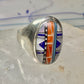 Zuni ring size 8 Turquoise, Coral, Lapis Lazuli, MOP,sterling silver women sign JM
