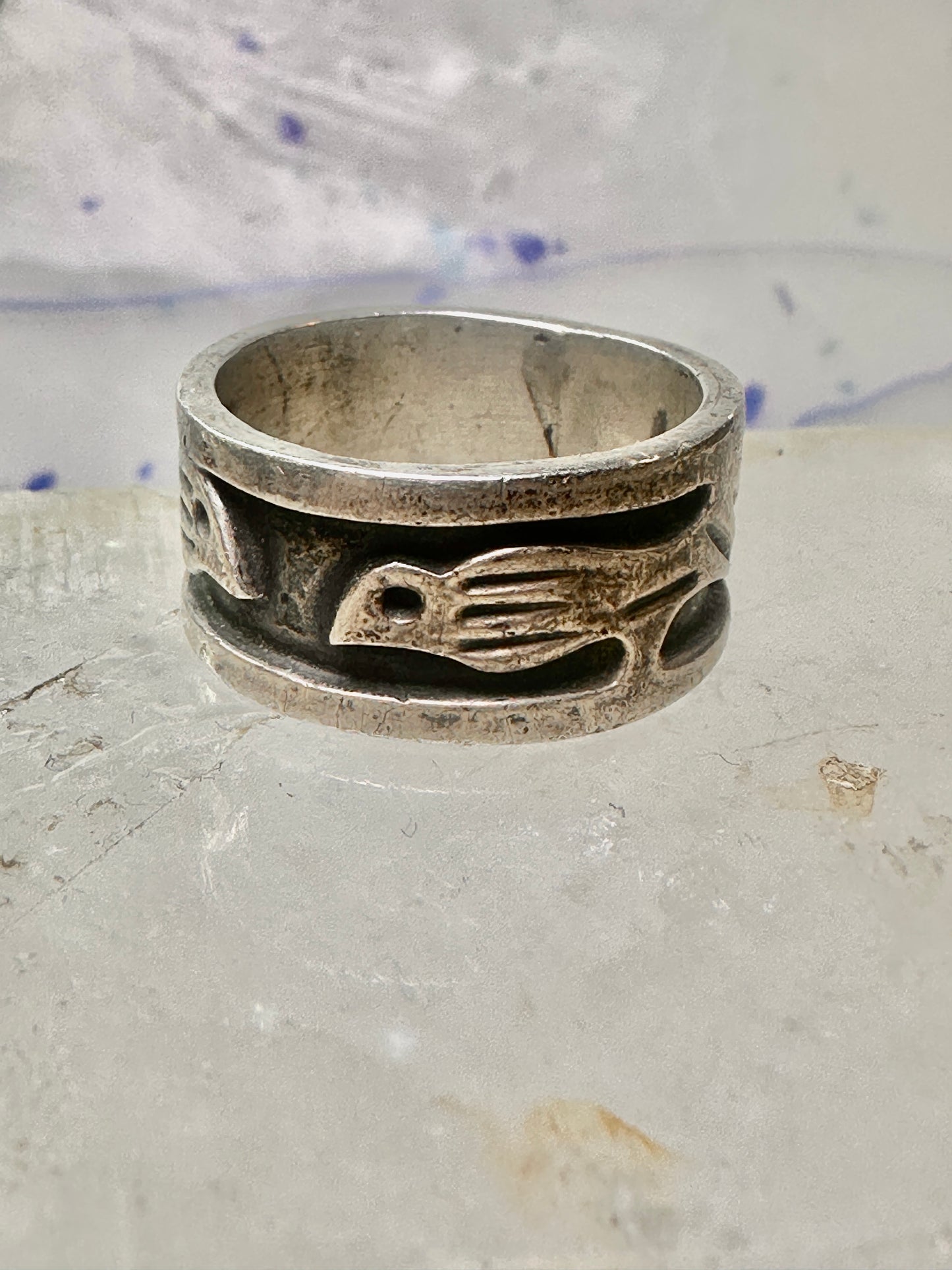 Bird ring size 9.50 Love birds band sterling silver women men