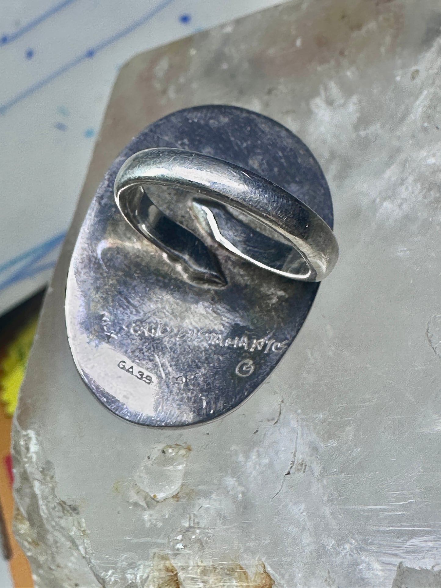 Sergio Bustamante ring face figurative band size 6.75 sterling silver women