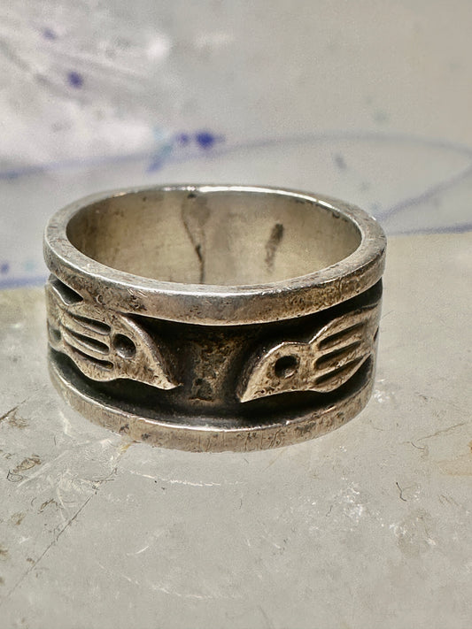 Bird ring size 9.50 Love birds band sterling silver women men