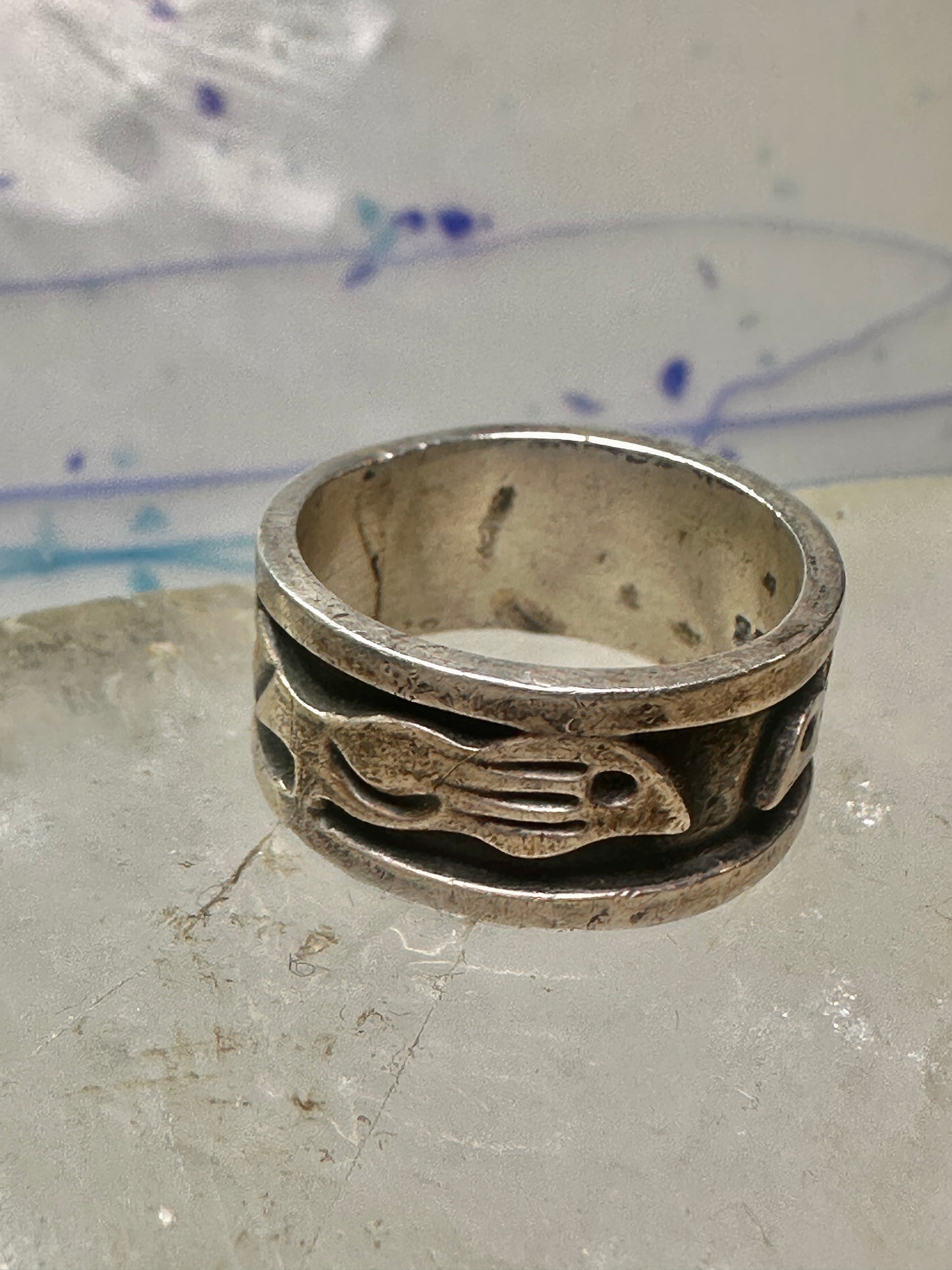 Bird ring size 9.50 Love birds band sterling silver women men