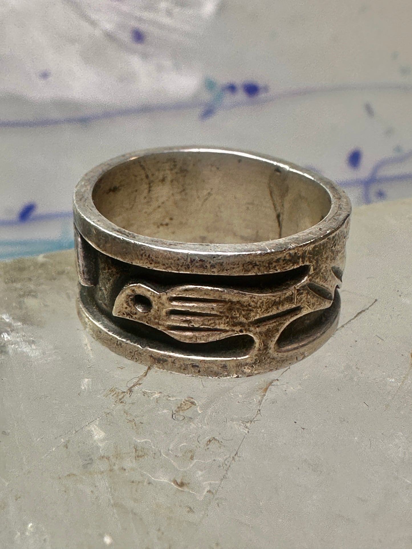 Bird ring size 9.50 Love birds band sterling silver women men