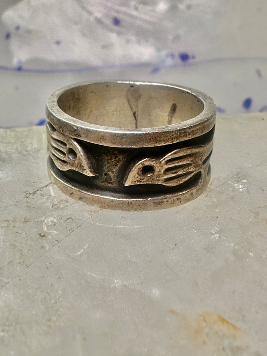 Bird ring size 9.50 Love birds band sterling silver women men