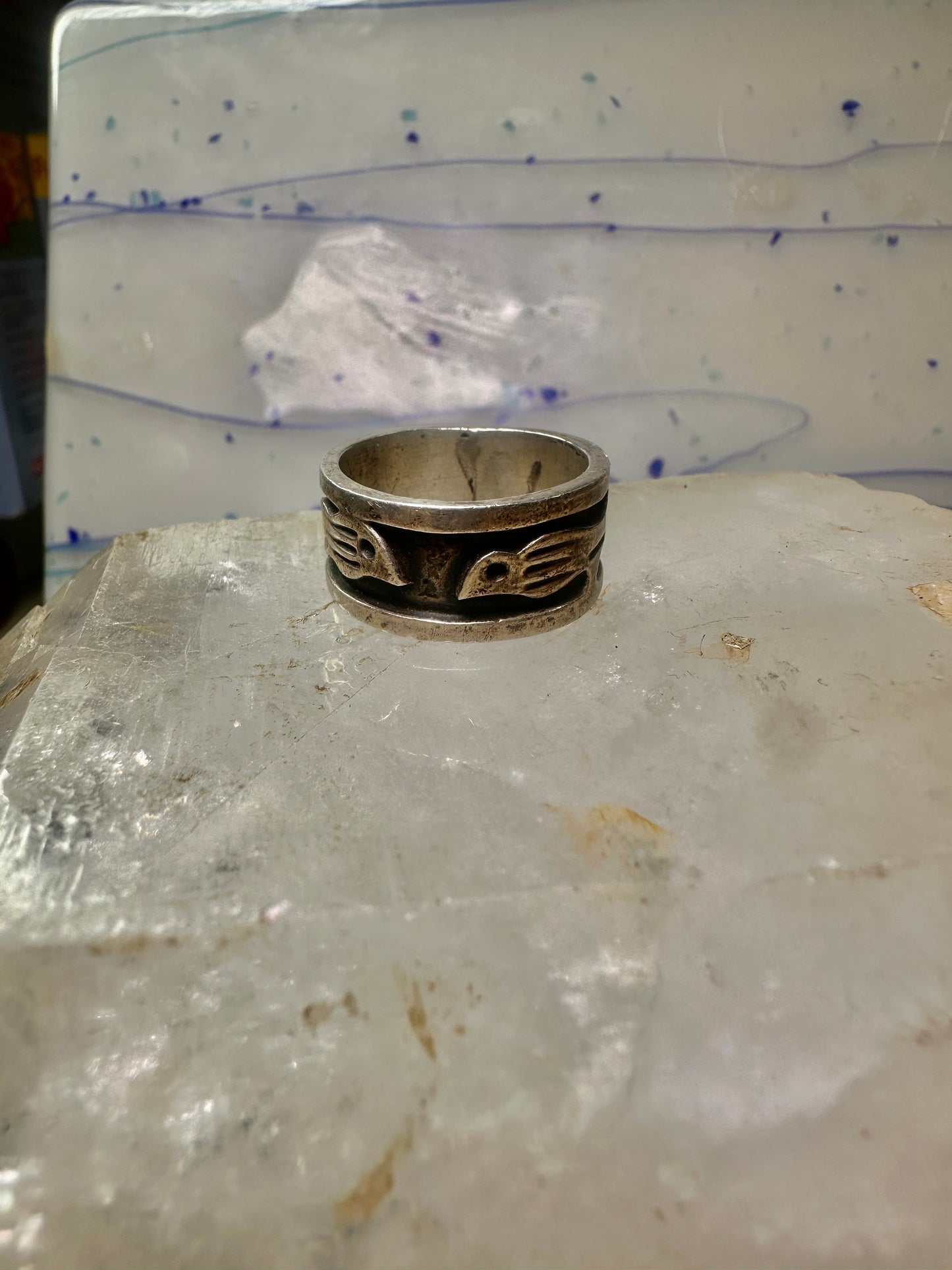 Bird ring size 9.50 Love birds band sterling silver women men
