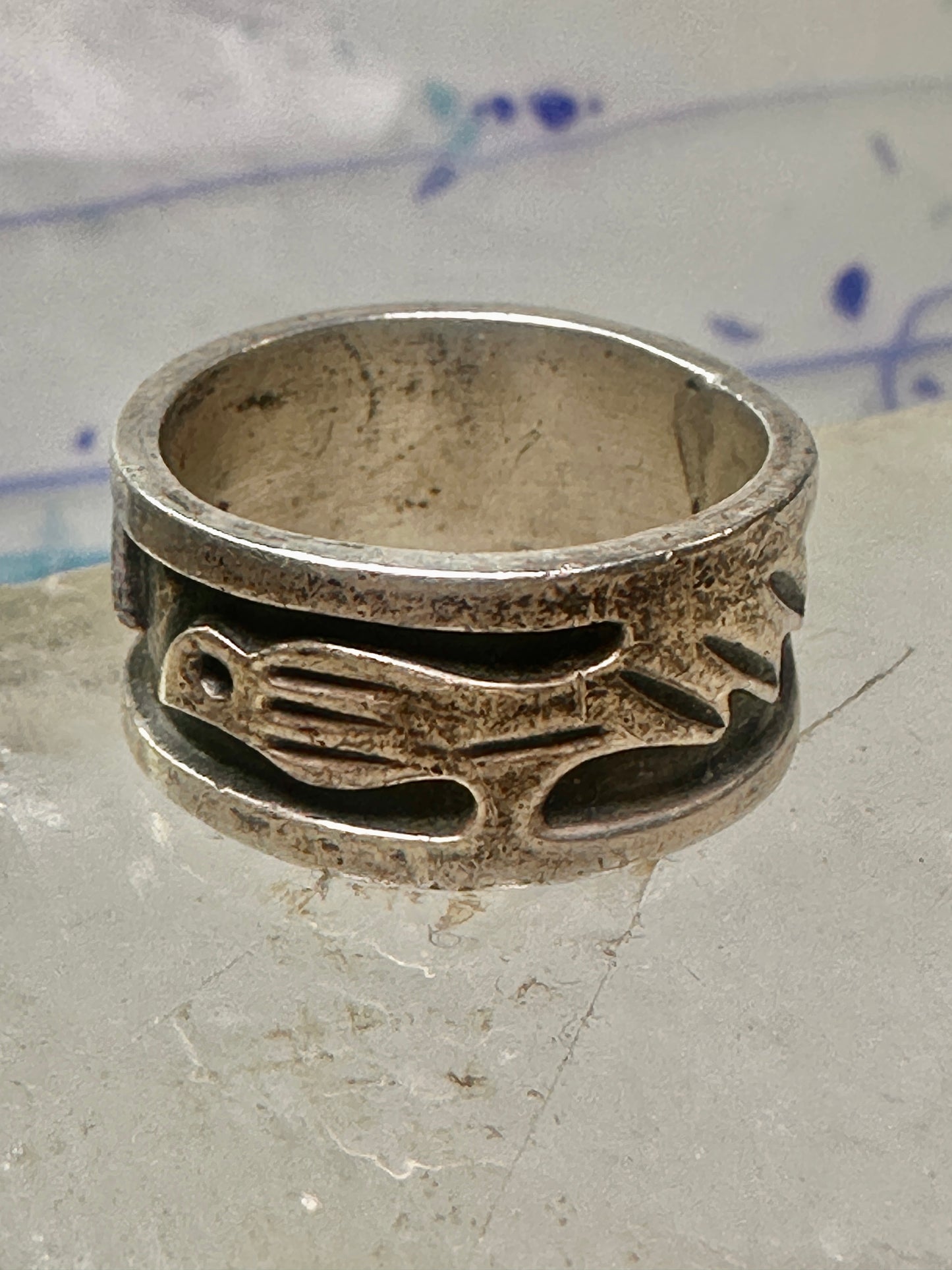 Bird ring size 9.50 Love birds band sterling silver women men