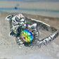 Cat ring with crystal rainbow ball band size 5 sterling silver women girls