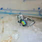 Cat ring with crystal rainbow ball band size 5 sterling silver women girls