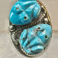 Carved Frog ring Navajo turquoise size 10.50 coin silver women men