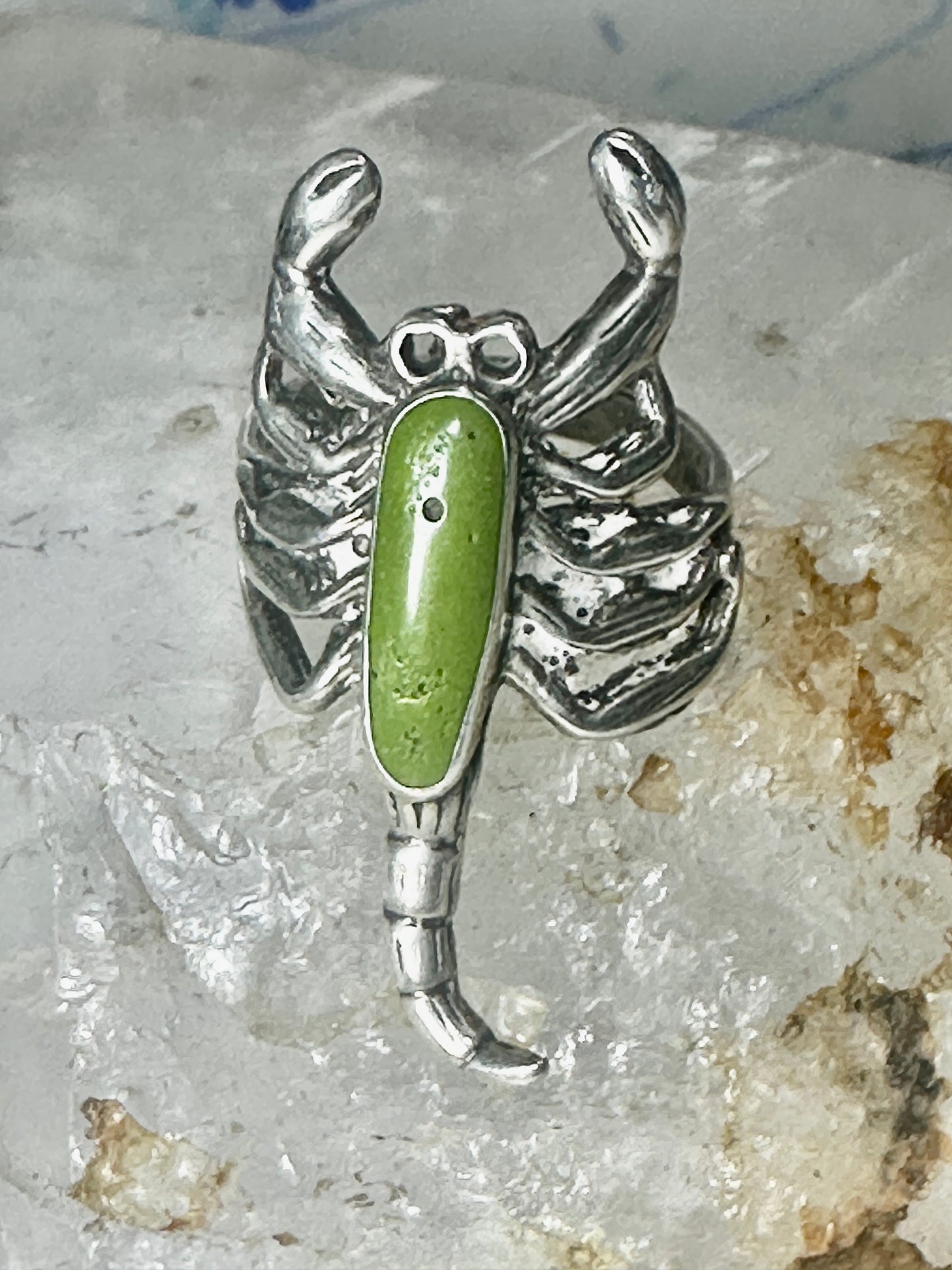 Scorpio ring size 6 green stone southwest sterling silver women