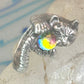 Cat ring with crystal rainbow ball band size 5 sterling silver women girls
