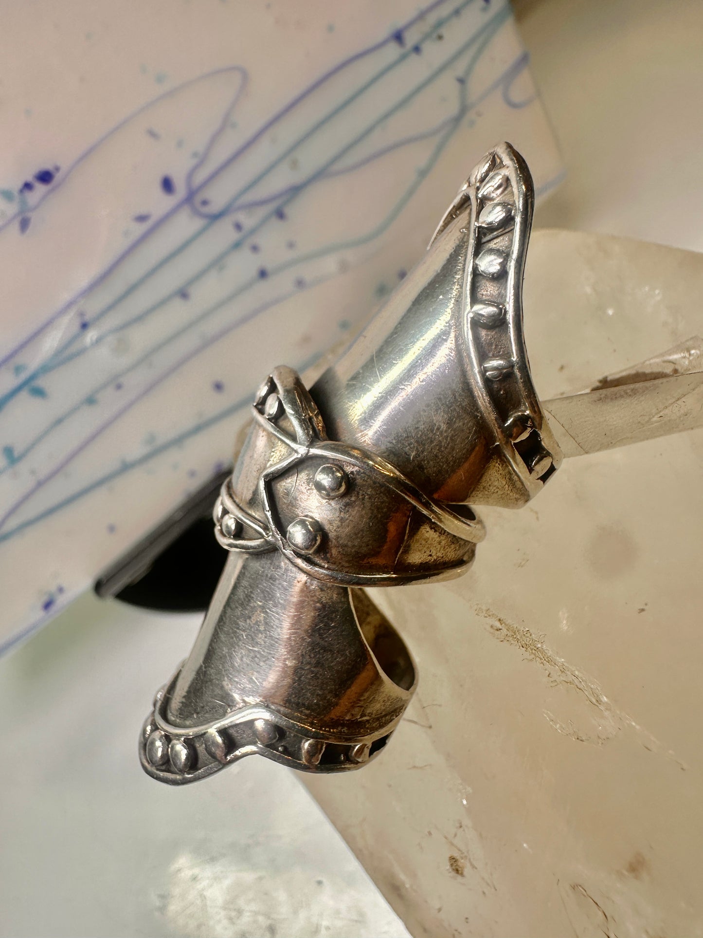 Armor ring size 8 to size 7 full finger movable Renaissance Festivals sterling silver women men