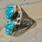 Carved Frog ring Navajo turquoise size 10.50 coin silver women men