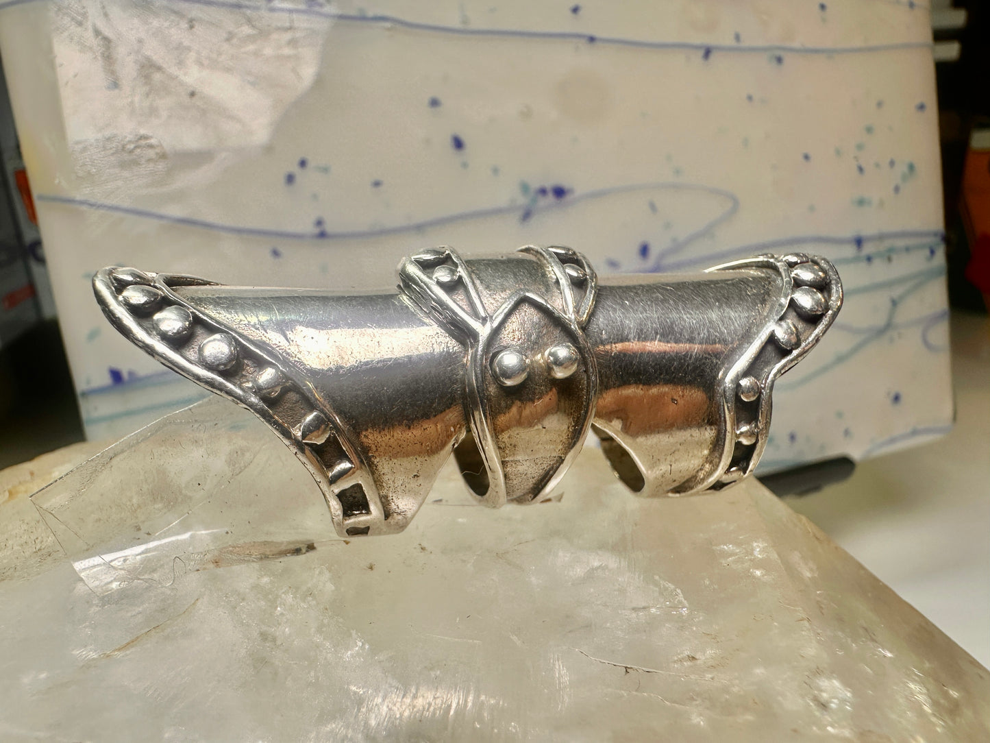 Armor ring size 8 to size 7 full finger movable Renaissance Festivals sterling silver women men