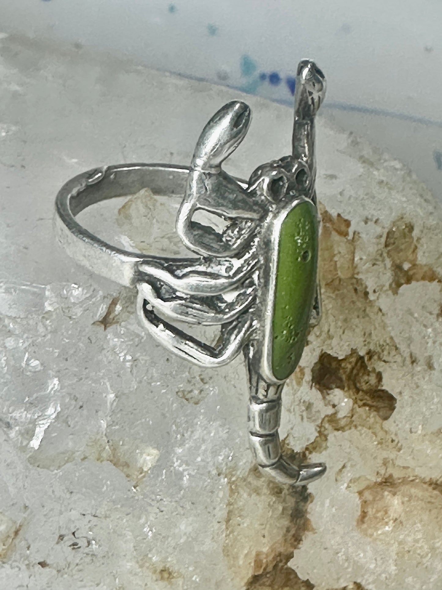Scorpio ring size 6 green stone southwest sterling silver women