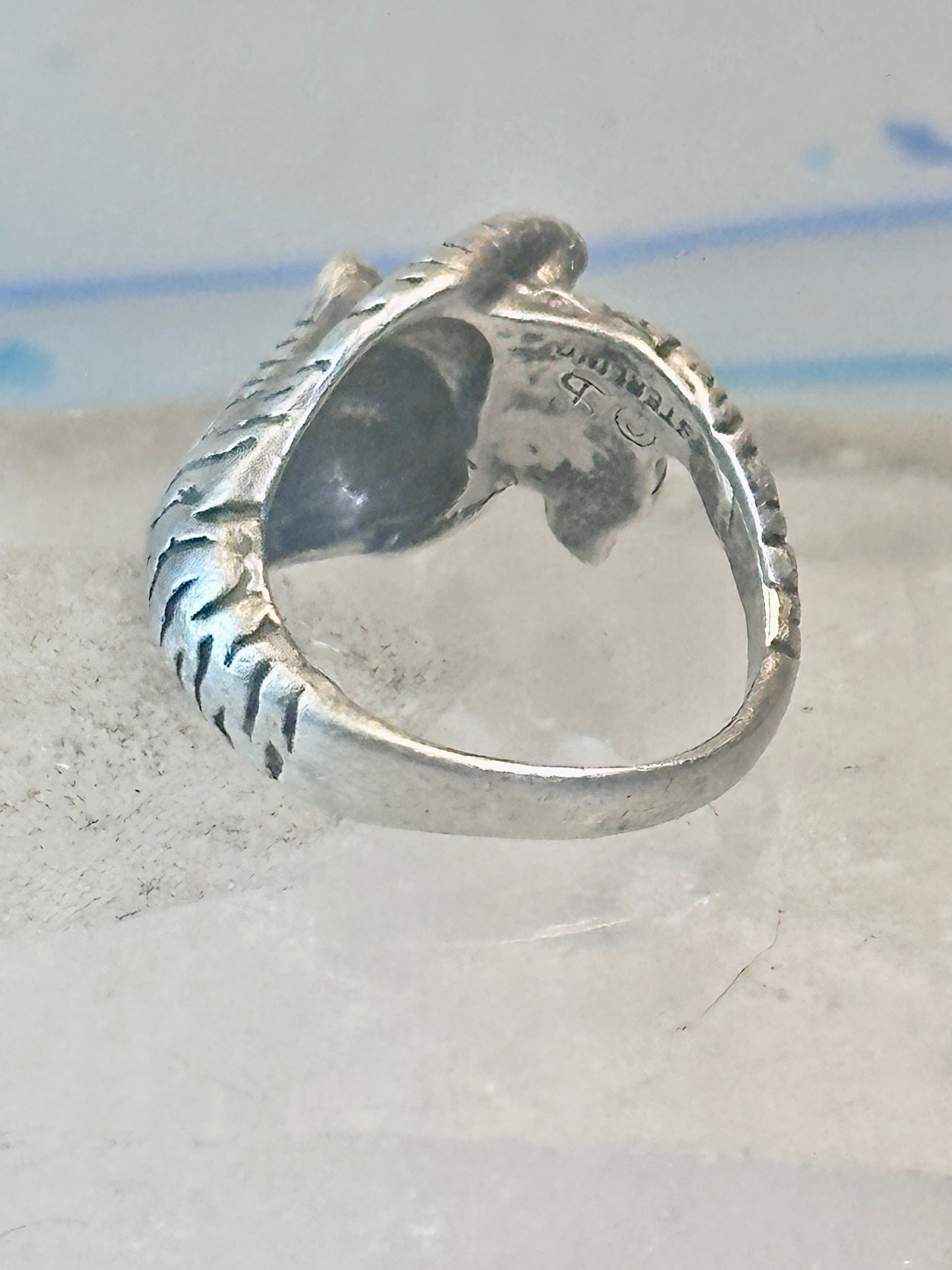 Cat ring with crystal rainbow ball band size 5 sterling silver women girls