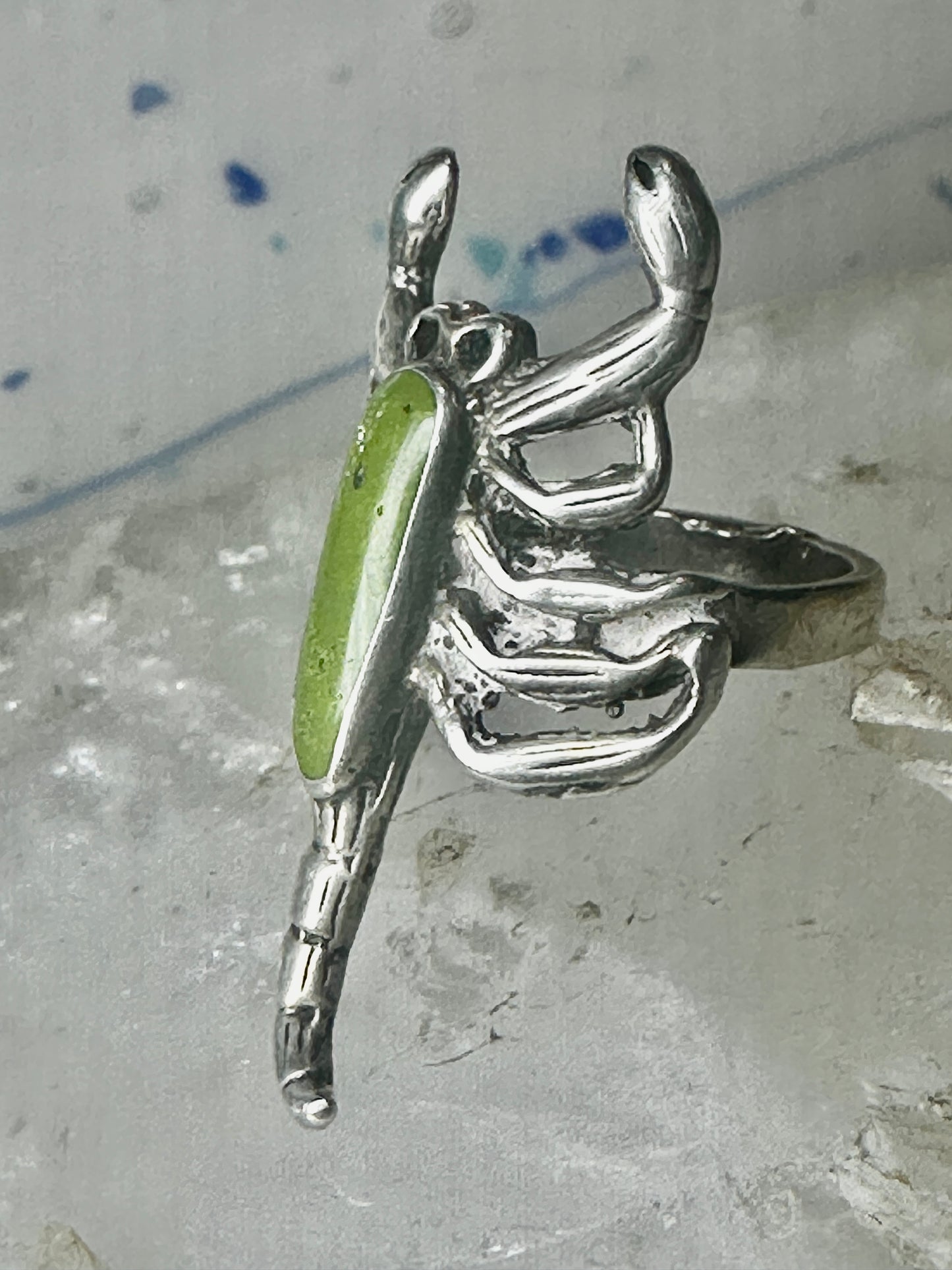 Scorpio ring size 6 green stone southwest sterling silver women