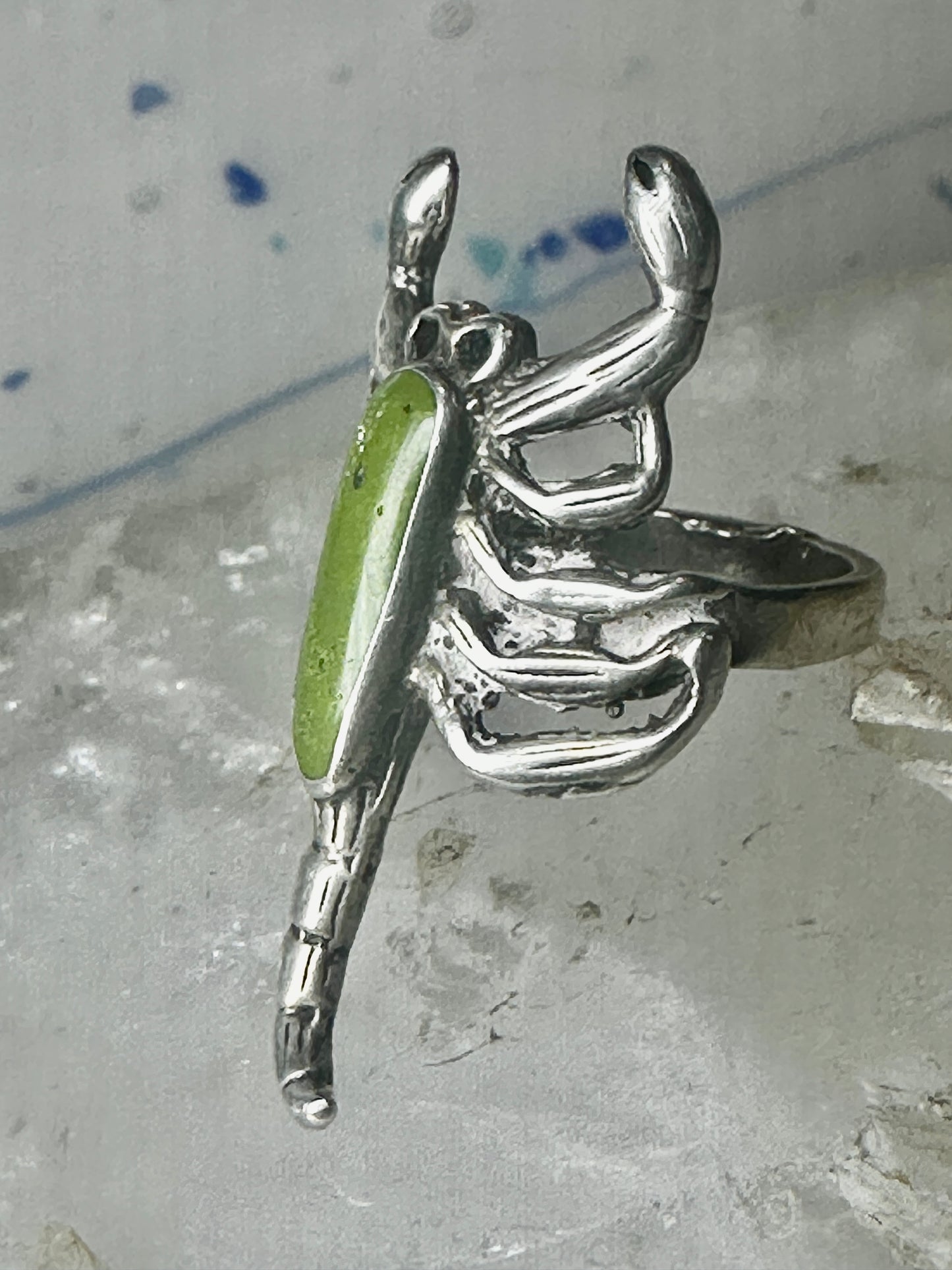 Scorpio ring size 6 green stone southwest sterling silver women
