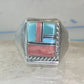 Navajo ring turquoise inlay band size 9 sterling silver women men signed HH