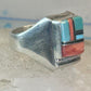 Navajo ring turquoise inlay band size 9 sterling silver women men signed HH