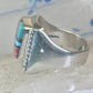 Navajo ring turquoise inlay band size 9 sterling silver women men signed HH