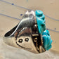 Carved Frog ring Navajo turquoise size 10.50 coin silver women men