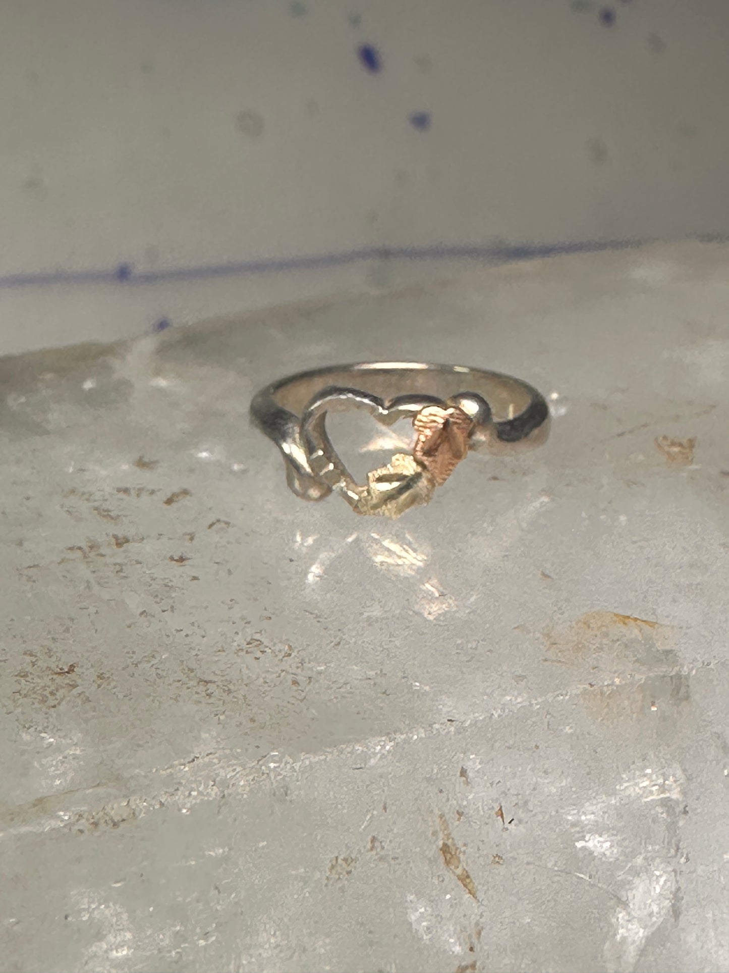 Black Hills Gold ring Heart band Love Valentine sterling silver women girls pinky