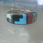 Turquoise ring Southwest coral band tribal size 6.75 sterling silver women men