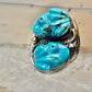 Carved Frog ring Navajo turquoise size 10.50 coin silver women men