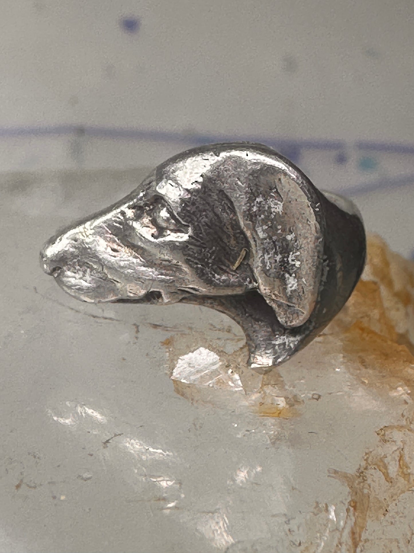Dachshund ring  size 5.25 mini dachshund dog head band sterling silver women girls pinky