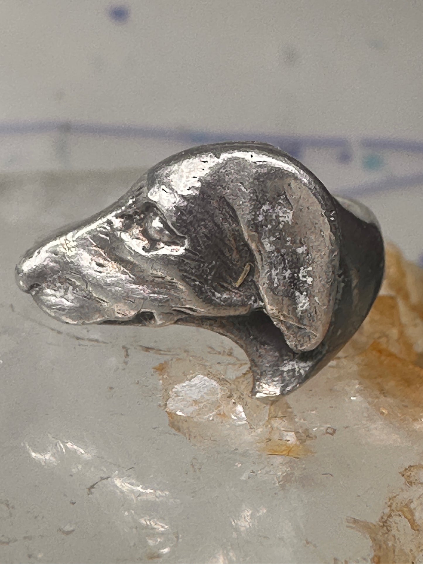 Dachshund ring  size 5.25 mini dachshund dog head band sterling silver women girls pinky