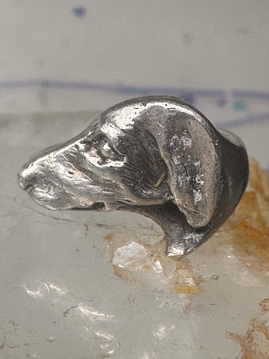 Dachshund ring  size 5.25 mini dachshund dog head band sterling silver women girls pinky