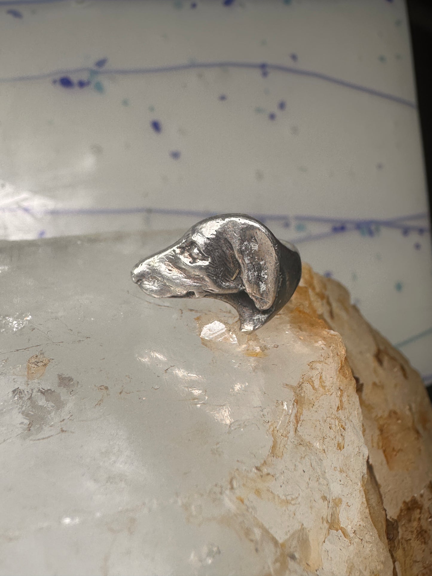 Dachshund ring  size 5.25 mini dachshund dog head band sterling silver women girls pinky