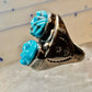 Carved Frog ring Navajo turquoise size 10.50 coin silver women men