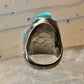 Carved Frog ring Navajo turquoise size 10.50 coin silver women men