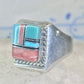 Navajo ring turquoise inlay band size 9 sterling silver women men signed HH