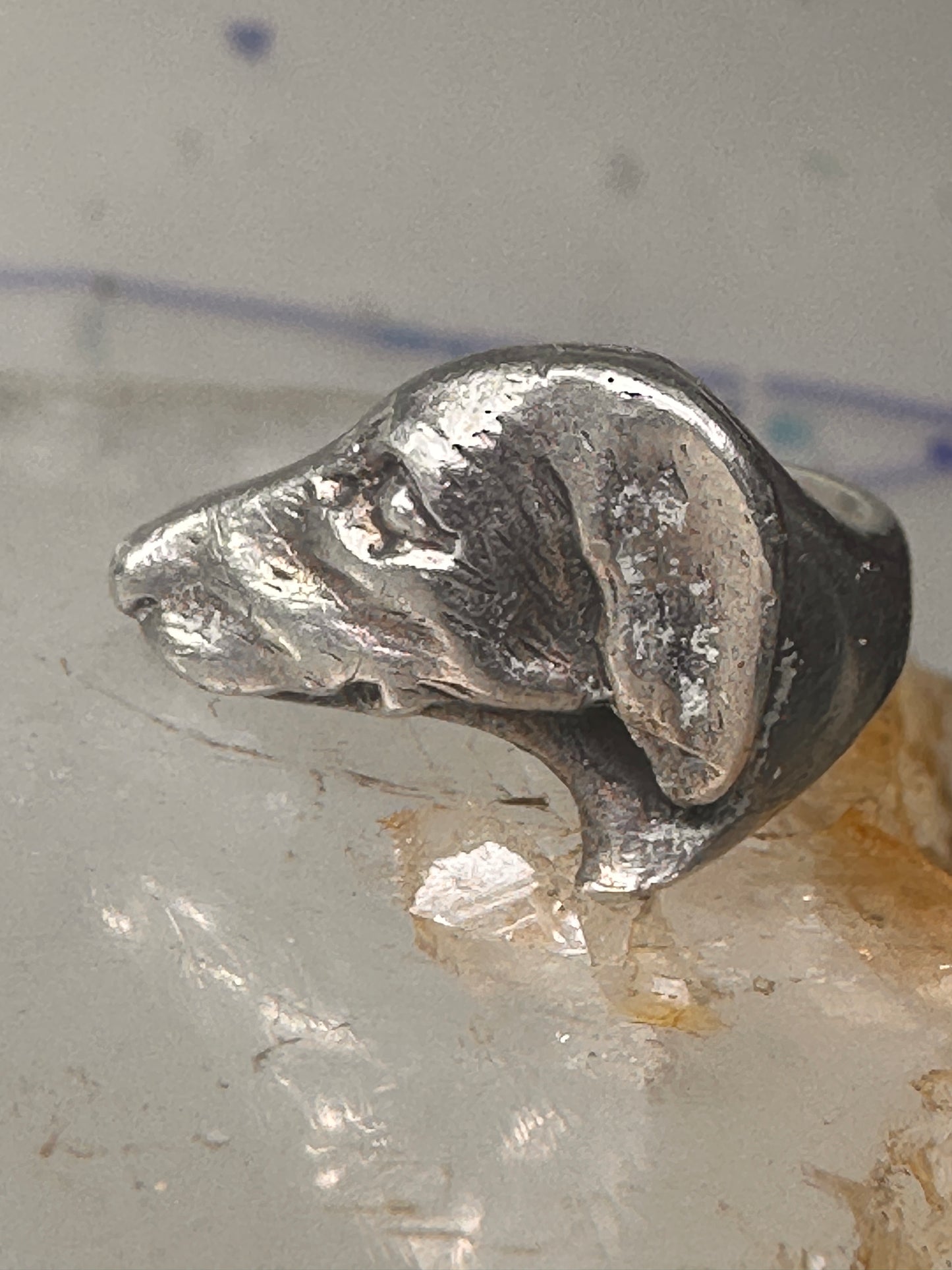 Dachshund ring  size 5.25 mini dachshund dog head band sterling silver women girls pinky