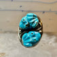 Carved Frog ring Navajo turquoise size 10.50 coin silver women men