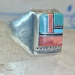 Navajo ring turquoise inlay band size 9 sterling silver women men signed HH