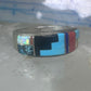 Turquoise ring Southwest coral band tribal size 6.75 sterling silver women men